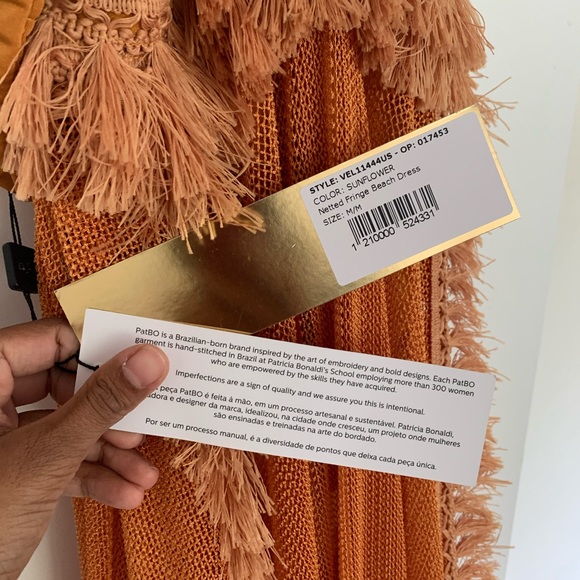 PatBo Netted Fringe Beach Dress Sunflower - Picture 5 of 6